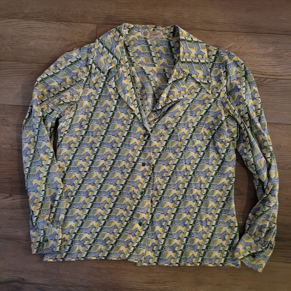 Vintage 1960's Gucci Zebra Print Womens Large 100 percent Silk